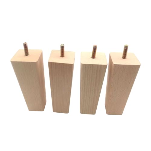 FIXOSHEE 4 Stück Teiliges Massivholz Möbelbeine Quadratisch Robuste Möbelbeine aus Holz für Sofa Schrank Tisch Stuhl Bett Stabile Tragfähigkeit Einfache Montage von FIXOSHEE