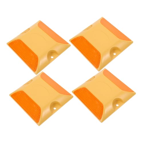 FIXOSHEE 4 Stück Teiliges Reflektierendes Kunststoff pufferpad für Autobahn verzögerungszone Gelbe Doppelseitige Straßenmarkierung Robust Rutschfest und Sicherheitsfördernd von FIXOSHEE