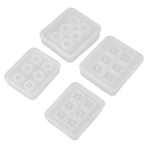 FIXOSHEE 4 Stück Teiliges Silikonperlen Formset mit Löchern Runde und Quadratische Formen Harz und Epoxidformen für Halskettenanhänger DIY Schmuckherstellung Präzise Glatte Oberfläche von FIXOSHEE