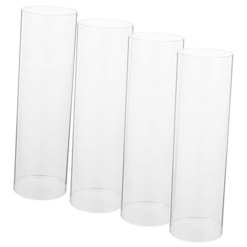FIXOSHEE 4 Stück Teiliges Transparenter Glas Kerzenschirme Zylindrische Winddichte Kerzenabdeckungen Hitzebeständig und Bruchsicher für Wohn und Partydekoration von FIXOSHEE