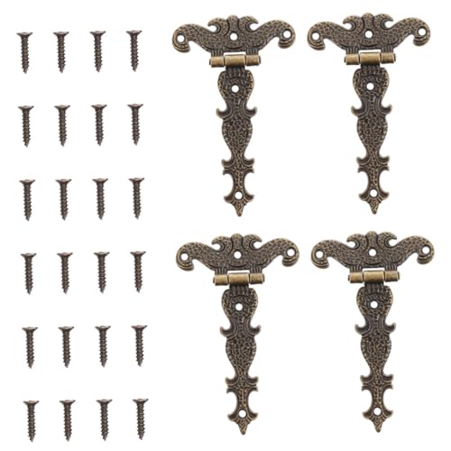FIXOSHEE 4 Stück Teiliges Vintage Zinklegierung Scharniere Schwere Türbänder Rostfreie Metallbeschläge Dekorative Scharniere für Holztüren Schränke und Gartentore Langlebig und Sicher FIXOSHEE 4 Stück Teiliges Vintage Zinklegierung Scharniere Schwere Türbänder Rostfreie Metallbeschläge Dekorative Scharniere für Holztüren Schränke und Gartentore Langlebig und Sicher von FIXOSHEE
