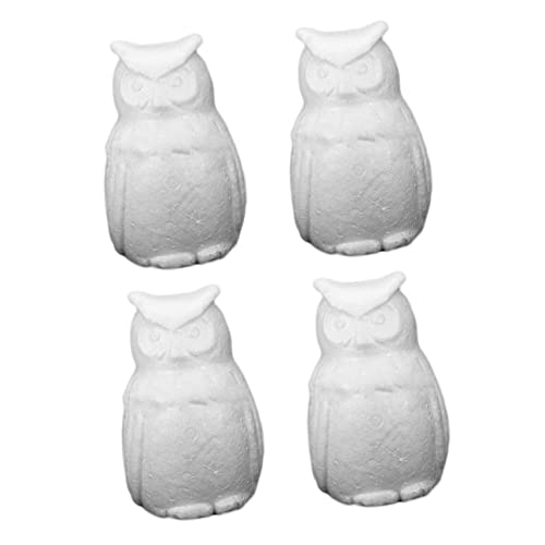 FIXOSHEE 4stücke Weiße Embryo Eulen Figur Aus Schaumstoff Für Junge Mädchen DIY Basteln Spielzeug Eule Zubehör Zum Ausmalen Und Dekorieren Für Zuhause Und Tisch von FIXOSHEE