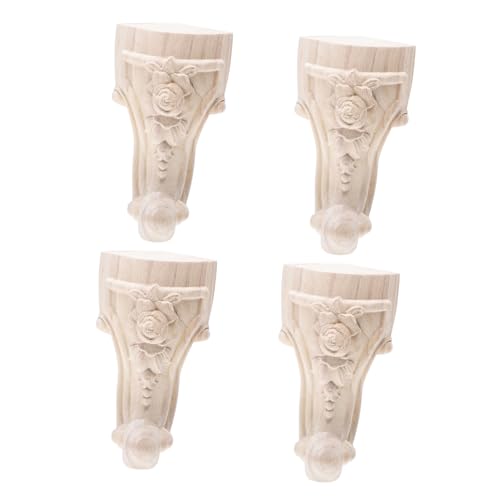 FIXOSHEE E Sofafüße Holz mit Geschnitztem Blumenmuster Dekorative Möbelbeine Stabil und Langlebig für Couchtische und Schränke 4 Stück von FIXOSHEE
