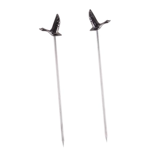 FIXOSHEE 5 Stück Cocktailspieße aus Edelstahl Greylag-form Schwarze Obstgabeln Salat Dessertpicker für Party und Bargebrauch von FIXOSHEE