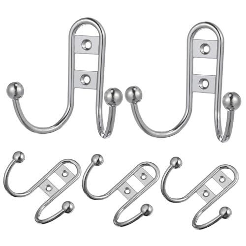 FIXOSHEE 5 Stück Doppelhaken aus Zinklegierung Europäischer Stil Wandhaken für Garderobe Küche Bad Vielseitiger Kleider Kabinettaufhänger Stabile Wandbefestigung von FIXOSHEE