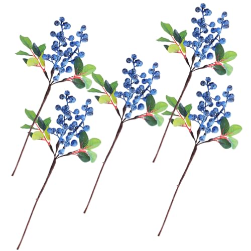 FIXOSHEE 5 Stück Künstliche Beerenzweige Teilig Lebensechte Weihnachtsdeko Beerenstiele Holly Berries Branches für DIY Kranz Tischdeko Vase Festliche Raumgestaltung von FIXOSHEE