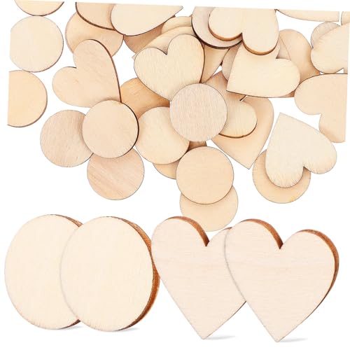 FIXOSHEE 50 Stck Teiliges Holzscheiben und Herzformen Naturbelassen zum Basteln DIY Malen Schnitzen Dekorieren Natur Holzstücke für Kreative Handwerksprojekte und Geschenke von FIXOSHEE