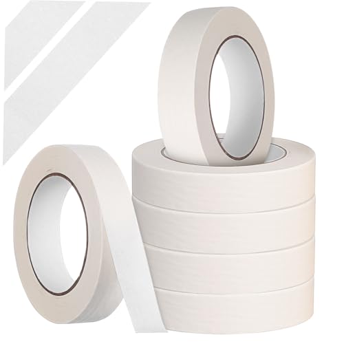 FIXOSHEE 6 Rollen Weißes Malerband Mittelstark Klebendes Abdeckband für Malerarbeiten Kunst Basteln Schule und Büro Präzise Kanten Einfaches Anbringen und Entfernen von FIXOSHEE