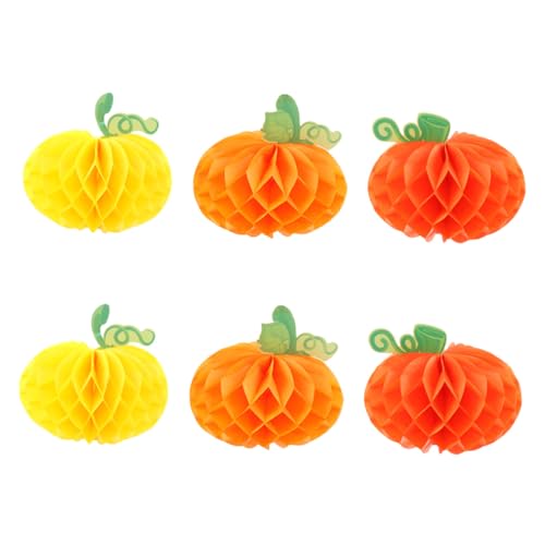 FIXOSHEE 6 Stück Halloween Kürbis Papier Wabenbälle Hängende Dekorationen in Farben Faltbare Festanhänger aus Papier für Halloween Feier Wohnzimmer Garten und Tischdeko FIXOSHEE 6 Stück Halloween Kürbis Papier Wabenbälle Hängende Dekorationen in Farben Faltbare Festanhänger aus Papier für Halloween Feier Wohnzimmer Garten und Tischdeko von FIXOSHEE