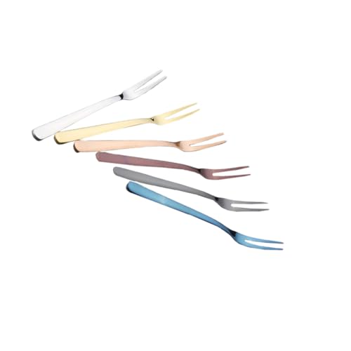 FIXOSHEE 6 Stück Teiliges Edelstahl Obstgabeln Bunt Stylische Dessertgabeln Vielseitig Verwendbar für Party Bar Zuhause von FIXOSHEE