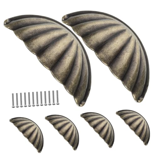 FIXOSHEE 6 Stück Teiliges Vintage Schrankknöpfe Muschel Form Möbelgriffe aus Robustem Praktische Schubladengriffe im Retro Stil Vielseitig für Kommoden und Küchenschränke Einfache Montage von FIXOSHEE
