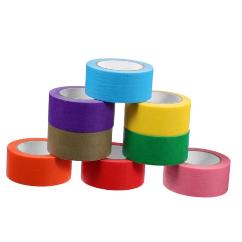 FIXOSHEE 8 Rollen Teiliges Farbiges Kreppband Beschreibbares Masking Tape aus Papier Leicht Abreißbar Vielseitig für DIY Büro Schule Etikettieren und Dekorieren von FIXOSHEE