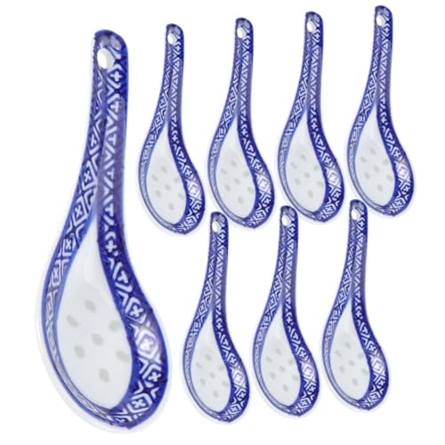 FIXOSHEE 8 Stück Teiliges Chinesische Keramiklöffel Vielseitige Food Spoons für Suppe Reis Dessert Ergonomisch Geformt Geeignet für Alltag Feste Partys Langlebige Porzellan Esslöffel von FIXOSHEE