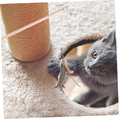 FIXOSHEE 8 Stück Teiliges Katzen federspielzeug Ersatzset aus Natürlichen Braunen Perlenfedern Interaktives Kätzchenspielzeug für Sicheres und Verbessertes Miteinander von Katzen und von FIXOSHEE