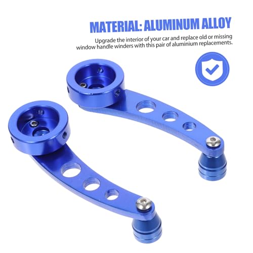 FIXOSHEE Aluminium Fensterkurbel Auto Kurbelgarnitur mit Montagematerial und Adapter Set Türkurbel Handhebel Links Rechts Austausch Fenstergriff für Manuelle Autotüren Blau von FIXOSHEE