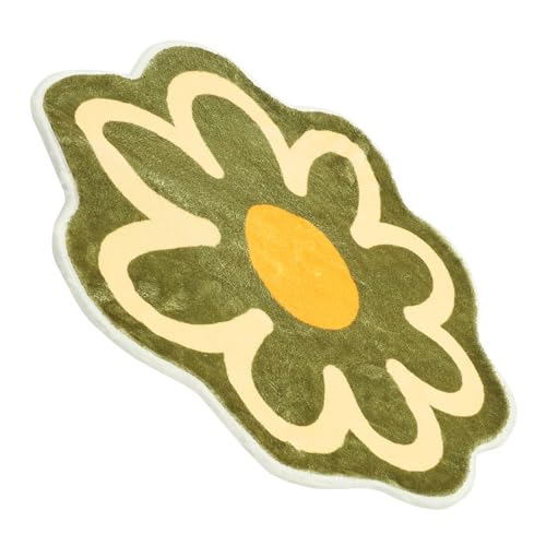 FIXOSHEE Antirutsch Fußmatte Blumenform Teppich für Eingangsbereich und Schlafzimmer Rutschfester Dekorations Teppich Grün Wohnbereich Fußbodenpad von FIXOSHEE