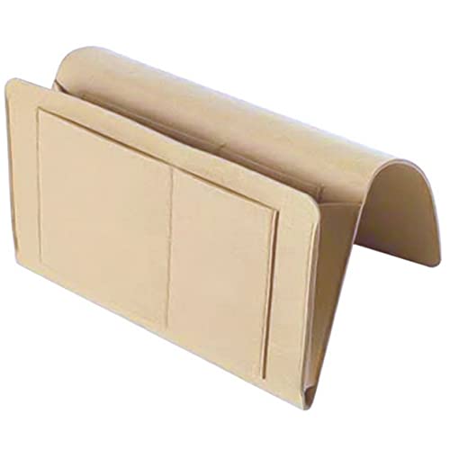 FIXOSHEE Bedside Organizer Tasche aus Filz mit Rutschfester Rückseite Hängende Aufbewahrungstasche für Bett und Sofa Multifunktionale Schlafzimmer und Organizer Beige von FIXOSHEE
