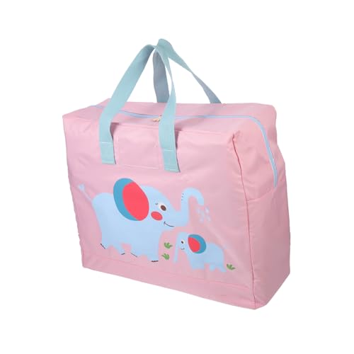 FIXOSHEE Bettdecken Aufbewahrungstasche Quilt Organizer Tragbar für Kindergarten Kleidung und Bettwäsche Großes Öffnungsdesign Schützt vor Feuchtigkeit und Insekten Rosa Elefant Mittel von FIXOSHEE