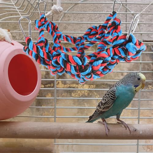 FIXOSHEE Buntes Papageien Kletternetz Hängendes Kletternetz aus Strapazierfähigem Seil Bissfestes Vogelspielzeug für Große und Mittlere Papageien Fördert Bewegung und Geistige Gesundheit FIXOSHEE Buntes Papageien Kletternetz Hängendes Kletternetz aus Strapazierfähigem Seil Bissfestes Vogelspielzeug für Große und Mittlere Papageien Fördert Bewegung und Geistige Gesundheit von FIXOSHEE