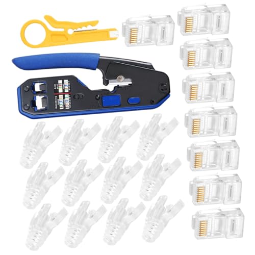 FIXOSHEE Crimpzange mit Cata Cate Steckern und Schutzhüllen Multifunktionales Kabel Abisolier und Schneidwerkzeug für Elektriker Robuste Kabelschneider und Crimper FIXOSHEE Crimpzange mit Cata Cate Steckern und Schutzhüllen Multifunktionales Kabel Abisolier und Schneidwerkzeug für Elektriker Robuste Kabelschneider und Crimper von FIXOSHEE