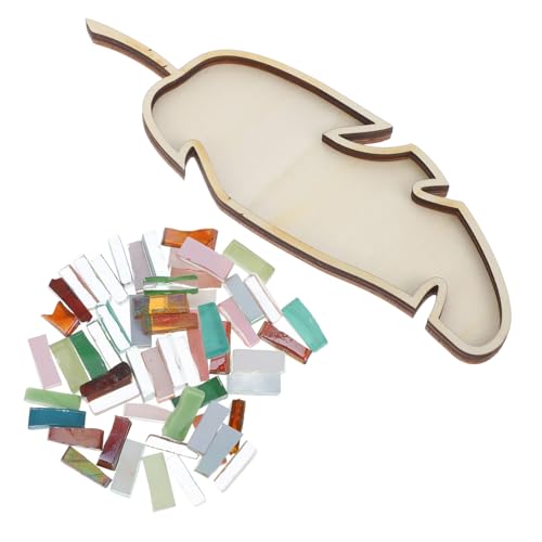 FIXOSHEE DIY Bastelset mit Glasfliesen und Holzunterlage Blattförmig für Erwachsene Kreatives Kunsthandwerk Komplettset Grün Rot von FIXOSHEE