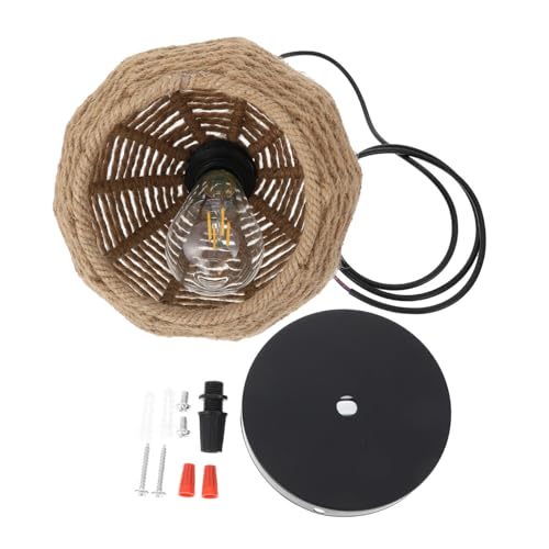 FIXOSHEE Dekorativer Lampenschirm aus Handgewebtem Naturseil Vintage Hängelampe Lampenschirm für Wohnzimmer Schlafzimmer Langlebiger Deckenleuchtenschirm für Warme Diffuse Beleuchtung Home von FIXOSHEE
