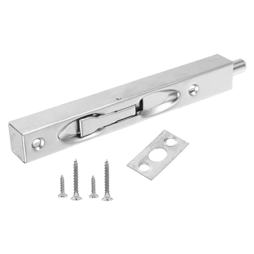 FIXOSHEE Edelstahl Einsteck Türschloss Flush Bolt Rostfrei Verdeckt Robust Vielseitig für Schiebetüren Doppeltüren Französische Türen Sicherer Türriegel Silberfarben von FIXOSHEE