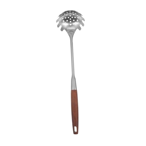 FIXOSHEE Edelstahl Spaghettilöffel mit Blumenholzgriff Hitzebeständig Multifunktionaler Nudelheber und Sieblöffel für Pasta und Nudeln Leicht zu Reinigen Perfekter Küchenhelfer für von FIXOSHEE