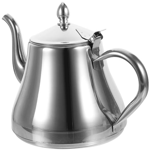 FIXOSHEE Edelstahl Teekanne mit Integriertem Sieb Kaffeekessel Herdplattengeeignet für Losen Tee und Früchtetee Küchen Restaurantgebrauch mit Ergonomischem Griff von FIXOSHEE