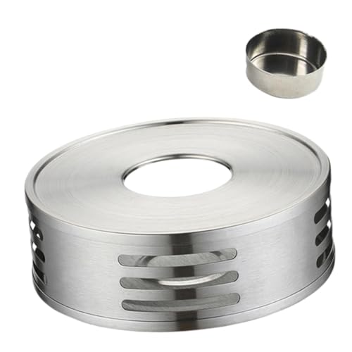 FIXOSHEE Edelstahl Teewärmer mit Kerzenbasis Glas Teekannenwärmer Heizplatte Langlebiger Stövchen für Zuhause Büro Hält Tee und Kaffee Warm Hitzebeständig Vielseitig Einsetzbar von FIXOSHEE