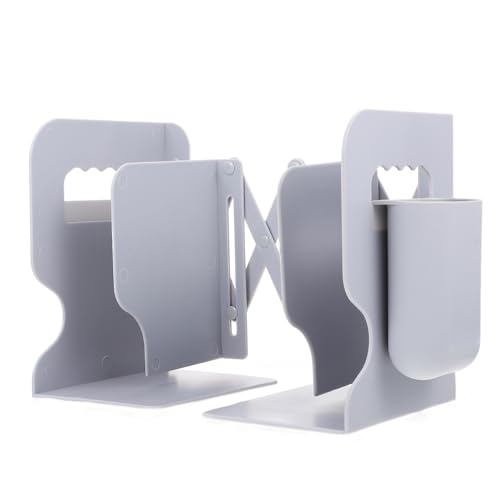 FIXOSHEE Einstellbarer Bookend mit Stifthalter für Schreibtisch Faltbarer Bücherhalter für Zuhause Büro Schule Platzsparendes Desktop Organizer Regal für Bücher Magazine und Dokumente von FIXOSHEE