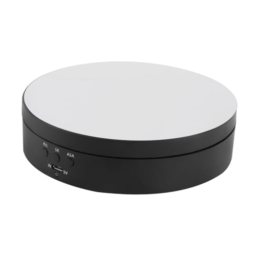FIXOSHEE Elektrischer Drehbarer USB Displayständer mit Spiegelnder Abs Oberfläche Stabilem Drehteller für Schmuck Uhren Kosmetik und Digitale Geräte Rotierender Präsentationsständer von FIXOSHEE