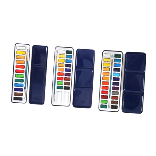 FIXOSHEE Farben Aquarellkasten Set mit Pinsel Feste Wasserlösliche Farben in Metallbox Semi Feuchte Farbtöne Mischbarer Deckel als Palette Geeignet für Anfänger Schüler von FIXOSHEE