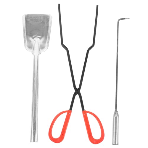 FIXOSHEE Feuerstelle Werkzeugset Teilig aus Robustem Metall mit Ascheschaufel Feuerzange und Feuerhaken Praktisch für Kamin Garten Grill und Holzofen Langlebig und Vielseitig Einsetzbar von FIXOSHEE