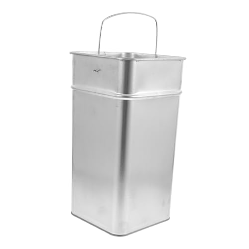FIXOSHEE Galvanisierter Metall Mülleimer mit Henkel Robuster Outdoor Kübel aus Dickem Blech Rechteckiger Innenbehälter Vielseitiger Tragbarer Abfalleimer für Draußen von FIXOSHEE