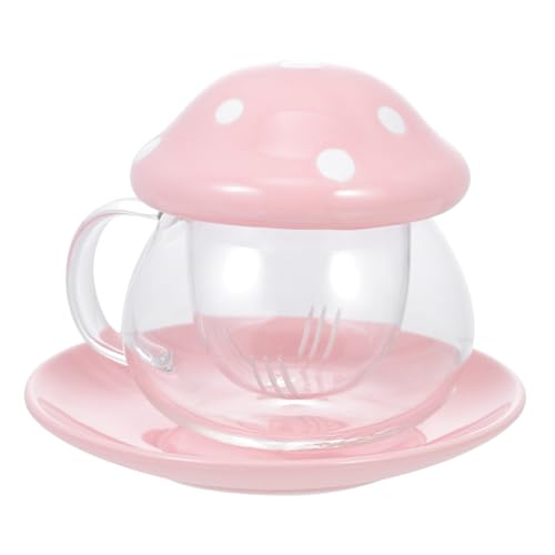 FIXOSHEE Glas Teetasse mit Pilzform Sieb Hitzebeständig Transparenter Trinkbecher mit Griff für Losen Tee Kaffee und Heiße Getränke zu Hause und Büro Rosa FIXOSHEE Glas Teetasse mit Pilzform Sieb Hitzebeständig Transparenter Trinkbecher mit Griff für Losen Tee Kaffee und Heiße Getränke zu Hause und Büro Rosa von FIXOSHEE