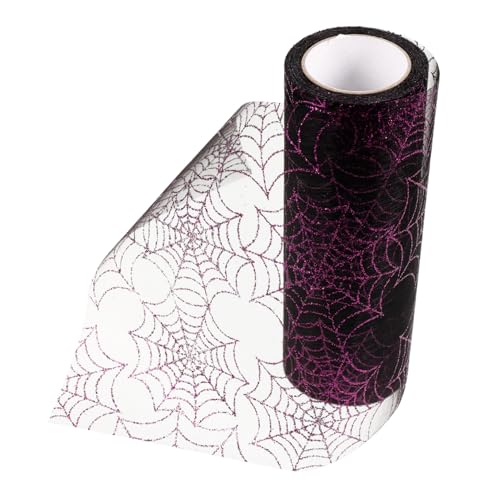 FIXOSHEE Halloween Organza Spider Web Dekoband Schwarz Lila Glitzerndes Netzband für DIY Geschenkverpackung und Gruselige Halloween Spinnennetz Dekoration FIXOSHEE Halloween Organza Spider Web Dekoband Schwarz Lila Glitzerndes Netzband für DIY Geschenkverpackung und Gruselige Halloween Spinnennetz Dekoration von FIXOSHEE