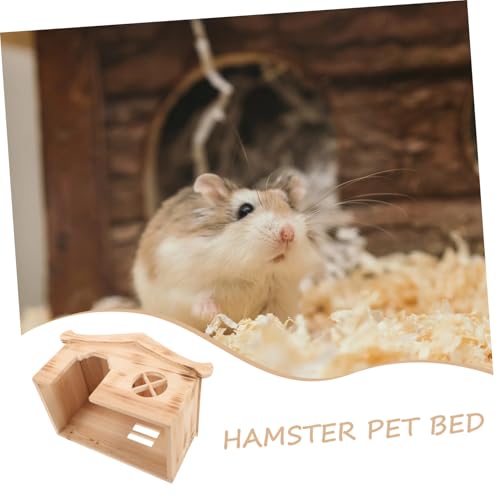 FIXOSHEE Hamsterhaus Holz Mini Hütte Kleintier Versteck Warmes Nest für Zwerghamster Meerschweinchen und Eichhörnchen Kleintiergehege Zubehör von FIXOSHEE