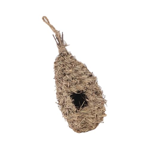 FIXOSHEE Handgefertigtes Natürliches Vogelnest aus Gewebtem Stroh Warmes Sicheres Vogelhaus zum Aufhängen Wetterbeständiger Nistkasten für Kleine Vögel und Wellensittiche als Schlafplatz von FIXOSHEE