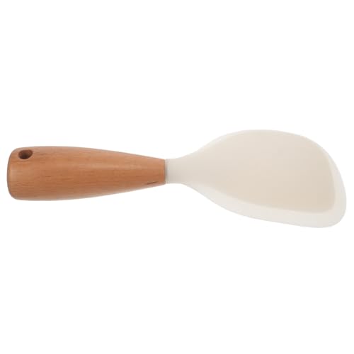 FIXOSHEE Hitzebeständiger Reislöffel aus lebensmittelechtem Kunststoff und Holz Rutschfester Küchenpaddel für Reis Spatel mit glatter Oberfläche Leicht zu Reinigen für Haushalt und Kochen von FIXOSHEE