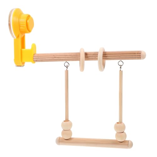 FIXOSHEE Holz Vogeltrainingsstange mit Saugnapf Robuste Papageien Sitzstange und Spielstand für Wellensittiche Langlebiges Kauspielzeug und Fenster Vogelspielgerät Sicher und Vielseitig von FIXOSHEE