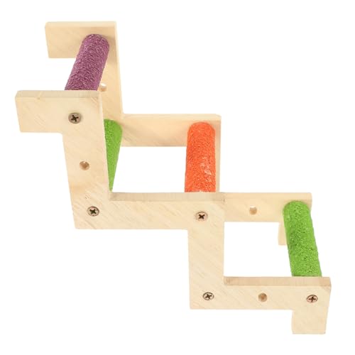 FIXOSHEE Holzleiter Z Form Vogelspielzeug für Papageien und Wellensittiche Stabile Glatte Kletterleiter aus Langlebigem Holz mit Bunten Farben als Krallenpflege und Beschäftigungsspielzeug von FIXOSHEE