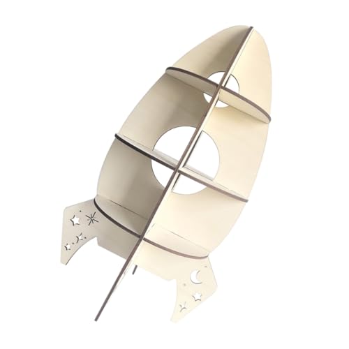 FIXOSHEE Holzregal Raketenform Stabiles Kinderzimmer Regal für Dekoration Schmaler Displayständer aus Natürlichem Holz Kreative Aufbewahrungslösung für Wohn Schlafzimmer von FIXOSHEE