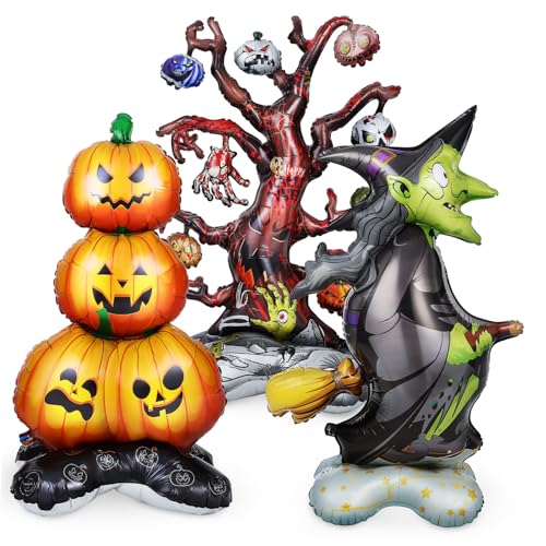 FIXOSHEE Inflatable Halloween Dekoration aus Aluminiumfolie mit Kürbisstapel Gruseligem Baum und Hexe Robuste Party-deko für Halloween-feiern Einfache Handhabung Vielseitige FIXOSHEE Inflatable Halloween Dekoration aus Aluminiumfolie mit Kürbisstapel Gruseligem Baum und Hexe Robuste Party-deko für Halloween-feiern Einfache Handhabung Vielseitige von FIXOSHEE