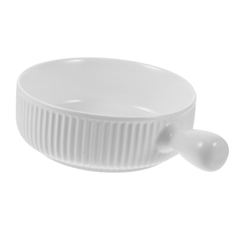 FIXOSHEE Keramik Backschale mit Griff Multifunktionale Auflaufform und Salatschüssel Mikrowellengeeignet Glatt Stapelbar Lebensmittelecht für Ofen und Küche Elfenbeinweiß von FIXOSHEE