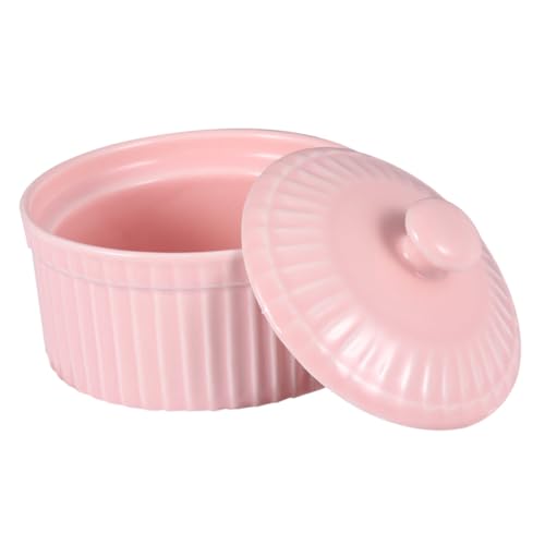 FIXOSHEE Keramik Backschüssel mit Deckel Hitzebeständig und Umweltfreundlich Kleine Rosa Dessert und Puddingform für Ofen und Küche Vielseitig für Suppe und Gebäck Leicht zu Reinigen von FIXOSHEE