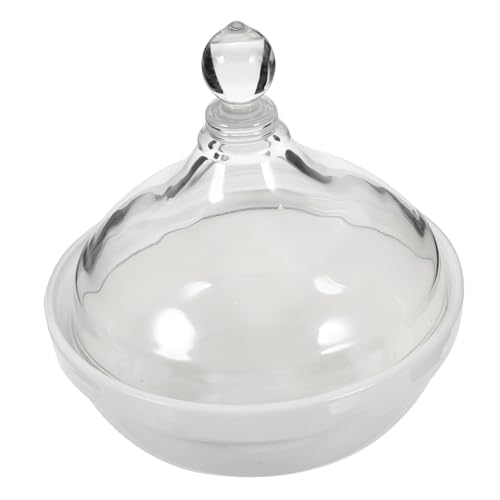FIXOSHEE Keramik Dessertschale mit Deckel Multifunktionale Backofengeeignete Pudding und Snackschüssel Rutschfest Leichte Aufbewahrungs und Servierschale für Zuhause Weiß von FIXOSHEE