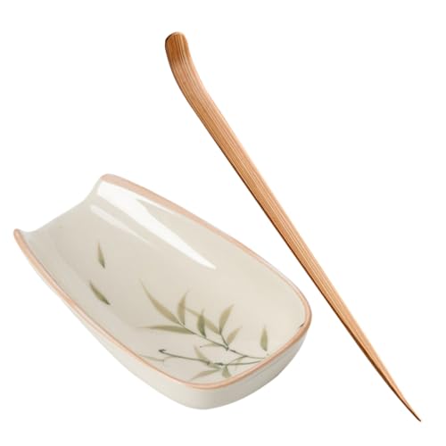 FIXOSHEE Keramik Teelöffel Chinesischer Tee Scoop mit Teeblatt Aufbewahrung Langlebig Bruchfest Ergonomisch für Tee und Kaffeebohnen von FIXOSHEE