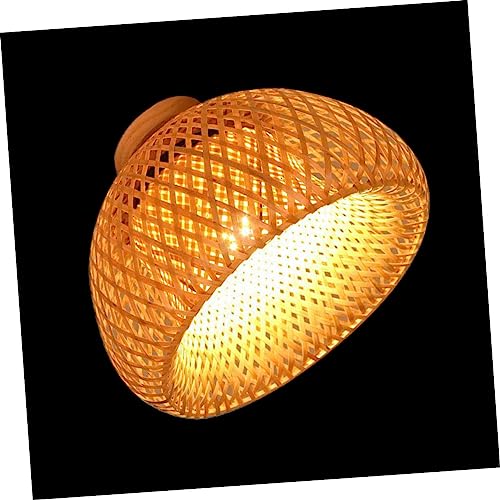 FIXOSHEE Kreativer Lampenschirm Handgewebtem Dekorativer Lampenbezug für LED Deckenleuchten Runde Form Höhe Vintage und Rustikaler Stil für Wohnzimmer und Schlafzimmer Einfache von FIXOSHEE