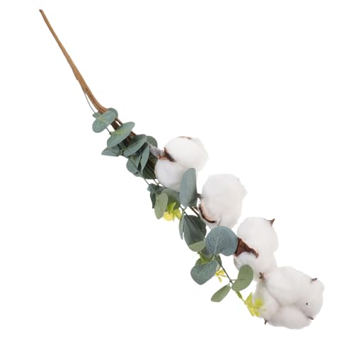 FIXOSHEE Künstlicher Baumwollzweig mit Eukalyptusblättern und Lammohren Langlebiger DIY Bouquet Zweig für Hochzeitsdekoration und Rustikales Wohnambiente von FIXOSHEE
